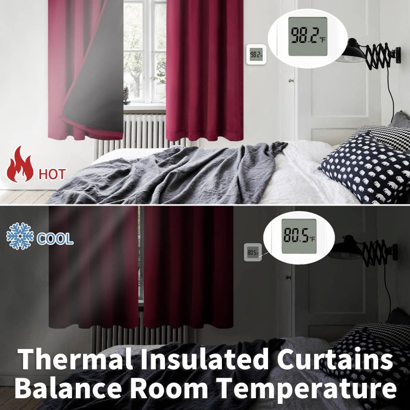 BGment Blackout Curtains for Living Room 84 Inch Length, Christmas Thermal Insulated Full Room Darkening Noise Reducing Rod Pocket Bedroom Curtainsï¼Œ2 Panelsï¼Œ Burgundy Redï¼Œ52 Inch Wide - Image 4